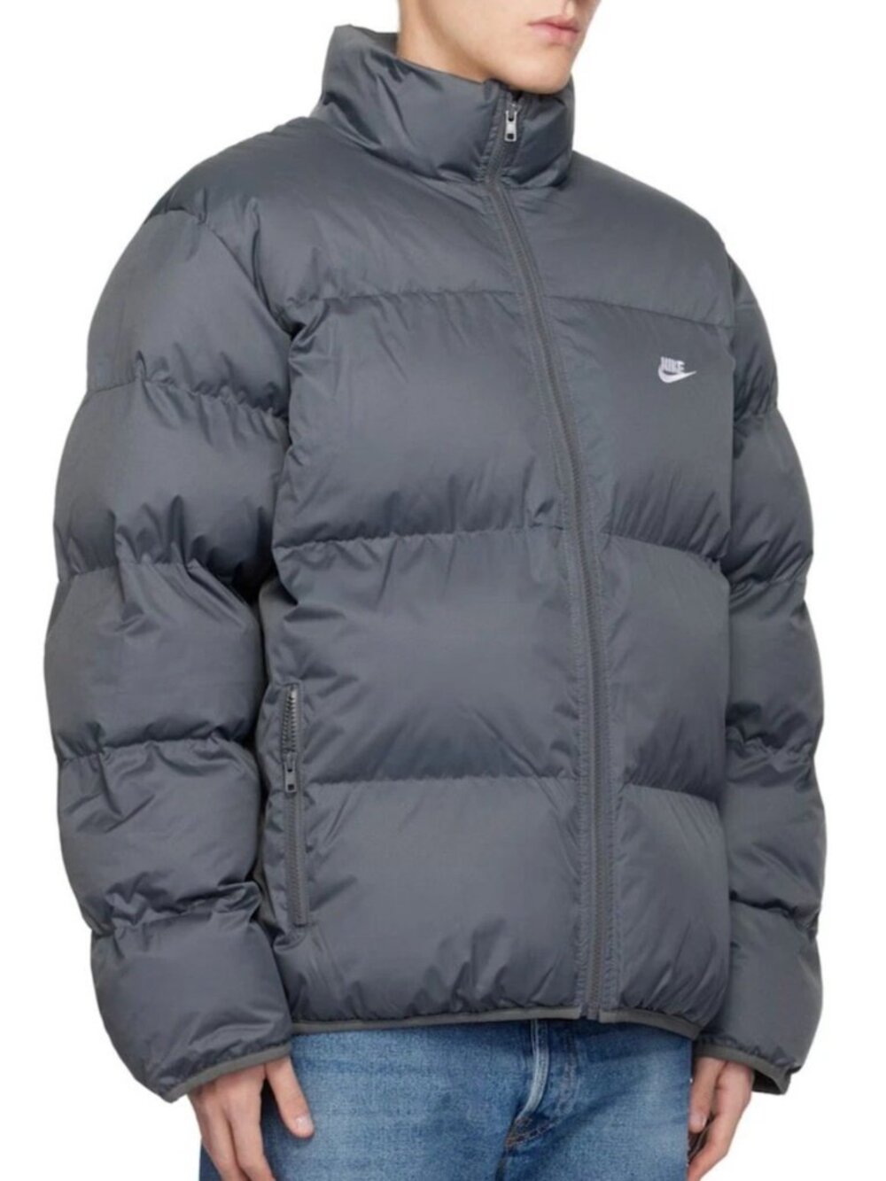Men's Nike Sportswear Club Puffer Jacket Grey Comfort Sweater FB7368-068 Size XL